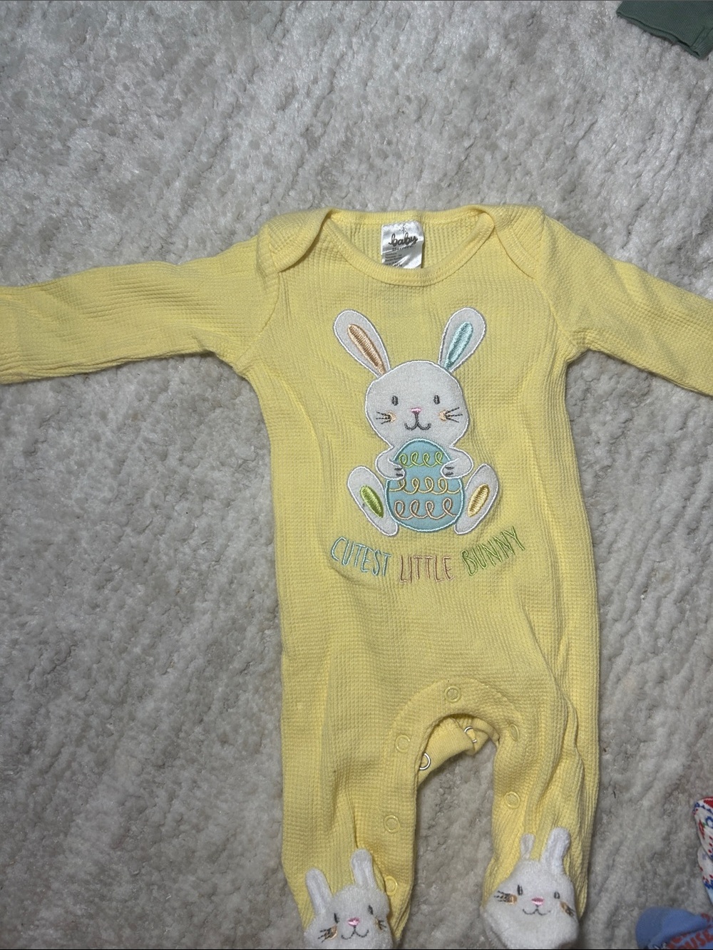 Baby Starters Yellow Bunny Appliqué Footed One-Piece